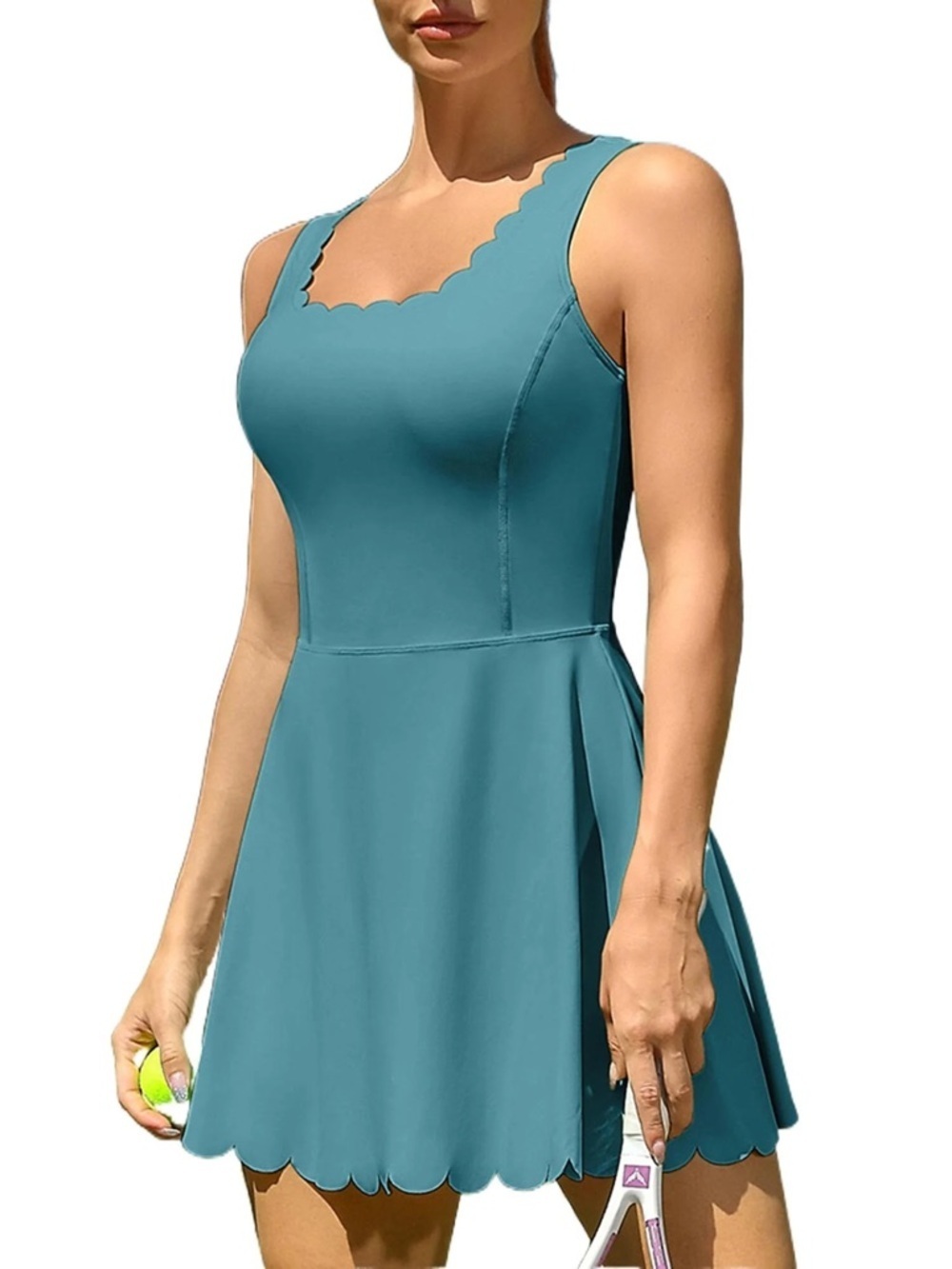 NWT Women’s ATTRACO green scalloped hem activewear dress- Size small